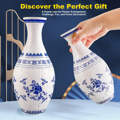 Puzzle  Blue and White Porcelain Design Made Plastic Home Decoration and Flower Arrangement Housewarming Kids Toys Xmas Gifts