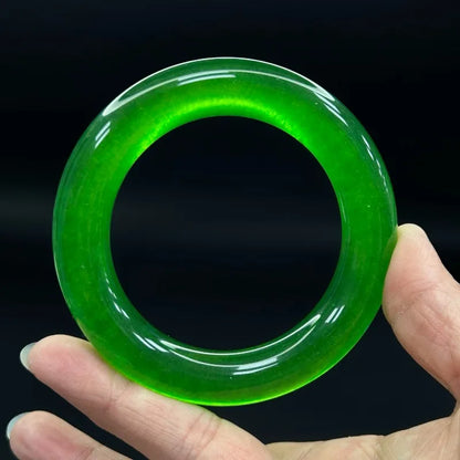 Natural Green Quartzite Jade Bracelet, Classic Simple and Versatile Jade Bracelet