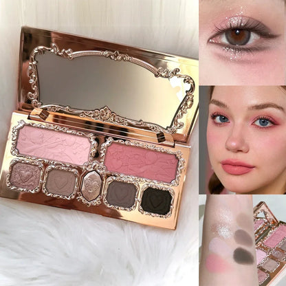 Flower Knows Swan Ballet Eyeshadow 6 Color Palette Matte Shimmer Glitter Mixed Long Lasting Eye Shadow Makeup Flowers Know