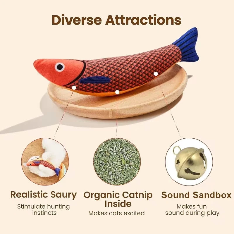 Cat Toy Catnip 3D Simulation Fish Goldfish Kitten Toys Pillowfish Interactive Sounding Cat Chew Bite Pet Plush Toys Cat Supplies