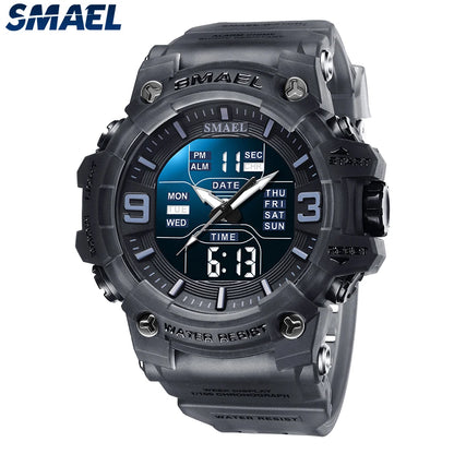 SMAEL 8049 Watch Sport LED Light Alarm Clock Dual Time Display WaterproofWeek Auto Date Wristwatches Quartz
