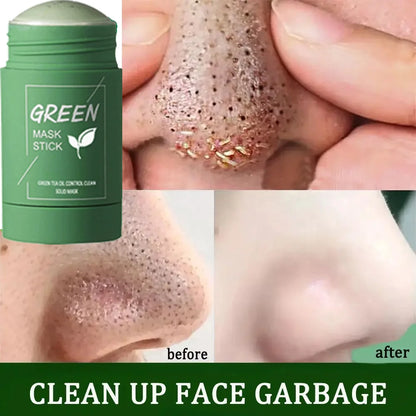 Green Tea Solid Mask Deep Cleansing Pores Shrinking Remove Blackhead Anti Acne Blemish Refreshing Mud Mask Brightening Skin Care
