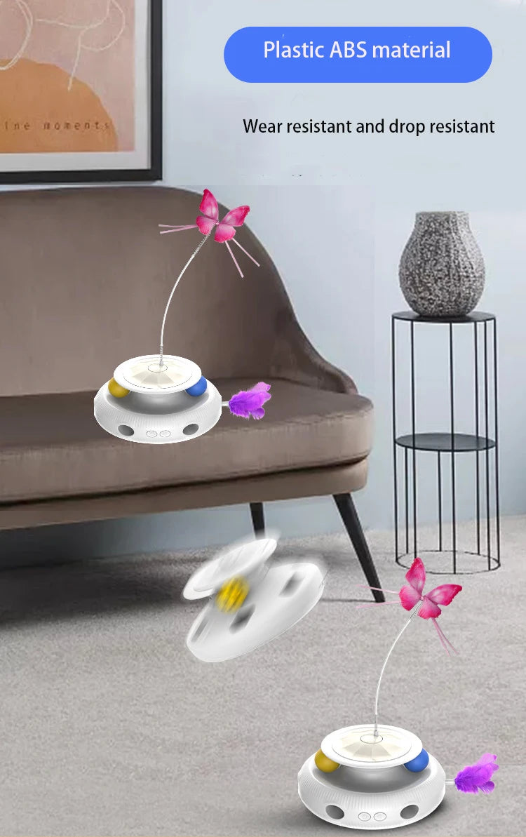 3 in 1 Smart Cat Toys Automatic Fluttering Butterfly Feather Fun Ball Toy Set For Cat Electronic Interactive Pet Toy Accessories
