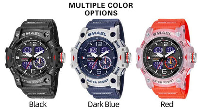 SMAEL 8007 Military Sport Watch – LED Digital Dual Time, Waterproof Men's Wristwatch