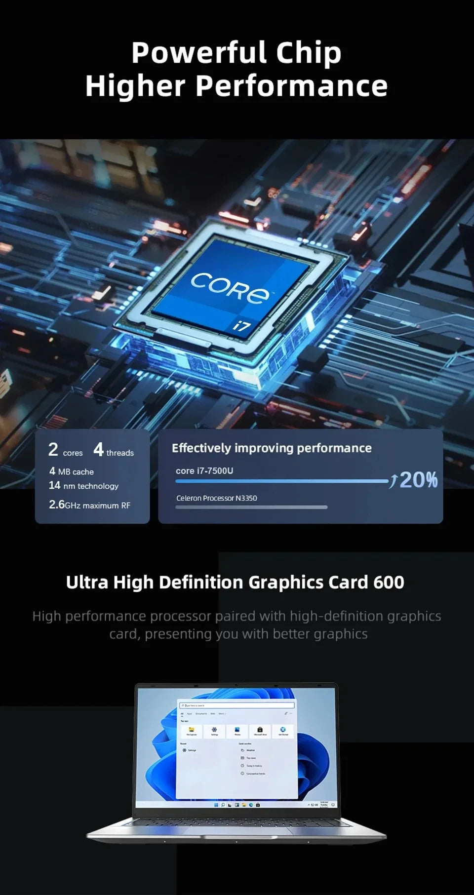 2025 Laptop Core i7 7500U A3950 Portable Laptops Windows 11 Pro 16GB DDR4 1TB SSD 1920*1080 HD PC Gaming Computer Notebook Gamer