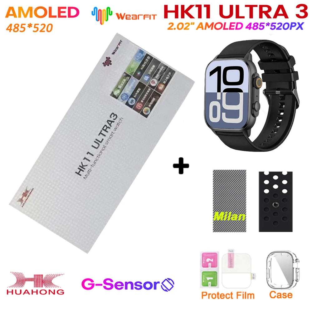 2025 HK11 ULTRA 3 Smartwatch 49mm HD AMOLED 4G ROM Bluetooth Network ChatGPT Call Robot Clock NFC Compass Men Women Smart Watch