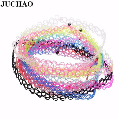 JUCHAO New Collares Vintage Stretch Tattoo Choker Necklaces For Women Girl Charm Gothic Elastic Necklace Female Wedding Gift