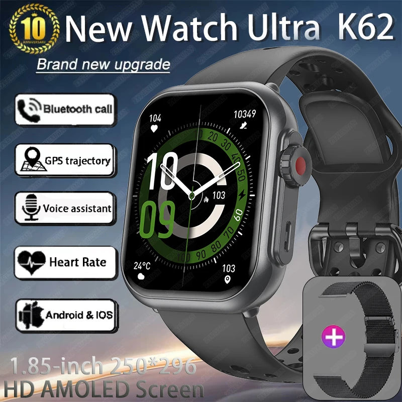 For Apple Watch Ultra 2 1000 mAh Smart Watch Men Women 1.85-inch HD Full Touch Screen IP68 Waterproof Bluetooth Call Smartwatch