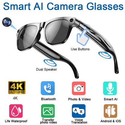 XIAOMI 4K HD AI Smart Glasses Chat 260Mah Battery Voice Assistant Control GPT 100MP Camera Bluetooth Call  Smart Glasses