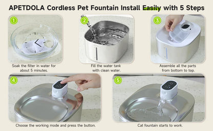 APETDOLA 4L Wireless Cat Water Fountain Auto Sensor Drinking Fountain For Cats Dog Drinker Pet Water Dispenser Accessories