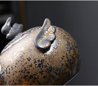 Rust Glazed Tea Pot Ceramic Kung Fu Tea Set Pot Vintage Rough Pottery Yixing Teapots Infuser Teapot Clay Coffeeware Teaware Puer