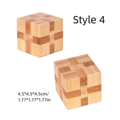 Wooden Kong Ming Lu Ban Lock – 3D IQ Brain Teaser Montessori Puzzle Toy for Kids & Adults
