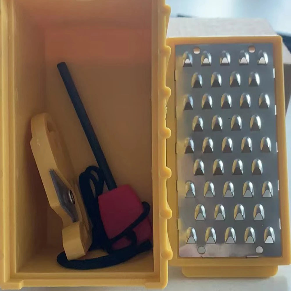 Stainless Steel Outdoor Flint Outdoor Survival Camping Fire Starter Tinder Making Tool Emergency Fire Start Device w/Safety Rope