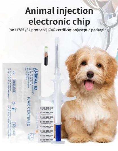 100pcs/Pack Pet EM4305 Microchip 134.2KHz FDX-B Animal ID Chip Animal Microchip Syringe International Standard