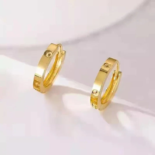 Real 18K Gold Simple Earring Women's Earrings Pure AU750 Earring Clip Clasp Design Fine Jewelry Gift