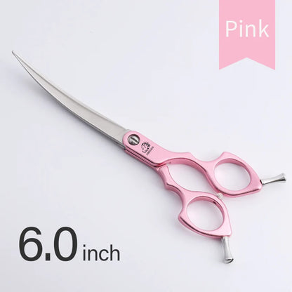 FIRELION Professional 440C 6.0/6.5 Inch Colorful Dog Grooming Scissors Pet Curved Scissors for Cutting Dogs Hair