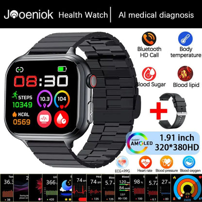 2025 Medical Grade ECG+PPG Smart Watch – Blood Sugar & Health Monitor