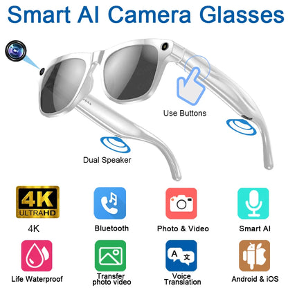 XIAOMI 4K HD AI Smart Glasses Chat 260Mah Battery Voice Assistant Control GPT 100MP Camera Bluetooth Call  Smart Glasses