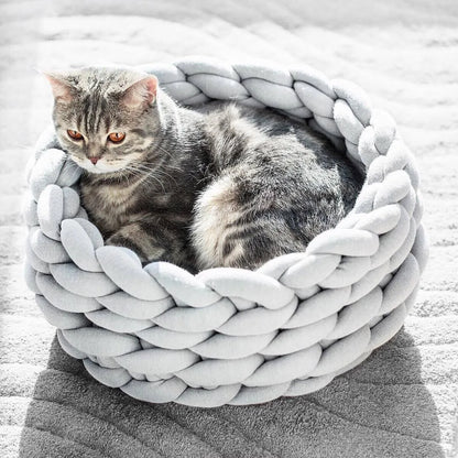 Weave Pet Nest Thick Line Dog Kennel Diameter 30-60cm Warm Detachable Washable Round Cat Bed Four Seasons Available Pet Supplies