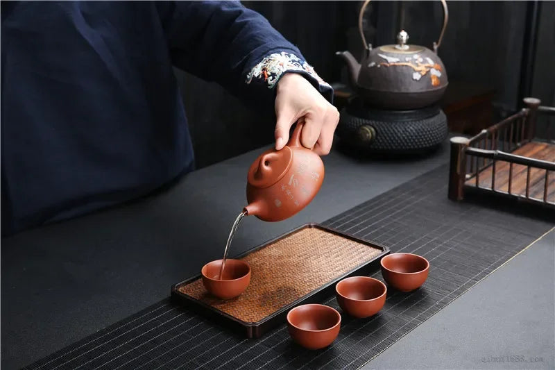 Yixing Original Mine Purple Clay Pot Traditional Pattern Purple Clay Teapot Handmade Pot Kung Fu Tea Set 185ml