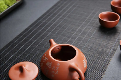 Yixing Original Mine Purple Clay Pot Traditional Pattern Purple Clay Teapot Handmade Pot Kung Fu Tea Set 185ml