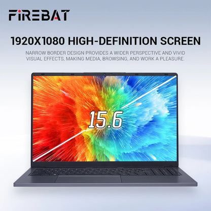 Firebat AT15 Laptop - Intel N150 N100 15.6" 16GB RAM SSD Lightweight Business Computer Notebook
