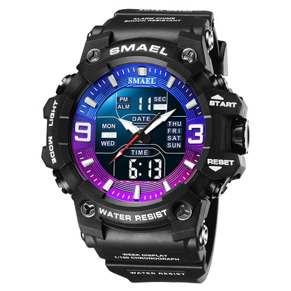 SMAEL 8049 Watch Sport LED Light Alarm Clock Dual Time Display WaterproofWeek Auto Date Wristwatches Quartz