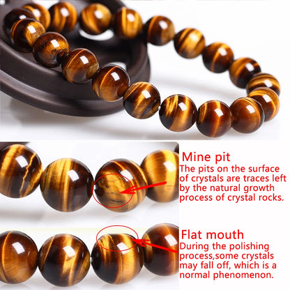 Natural Tiger Eye Stone Bracelet Men and Women Natural Stone Jewelry Healing Buddha Elastic Rope Couple Crystal Bead Bracelet