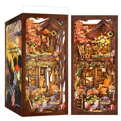 DIY Book Nook Kit Thanksgiving 3D Wooden Puzzle Home Decoration For Bookshelf Miniature Insert Magic Book House Stand Bookshelf