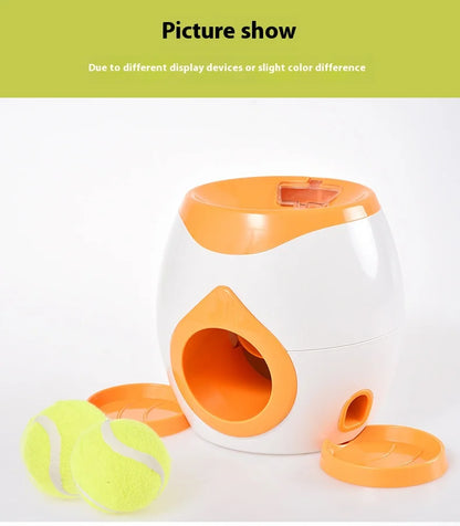 Dog Tennis Ball Food Reward Machine, Interactive Puzzle Toy with Slow Food Dispenser,Outdoor Training Toys Ball Launcher For Pet