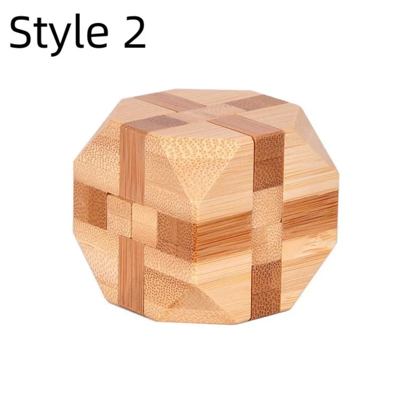 Wooden Kong Ming Lu Ban Lock – 3D IQ Brain Teaser Montessori Puzzle Toy for Kids & Adults