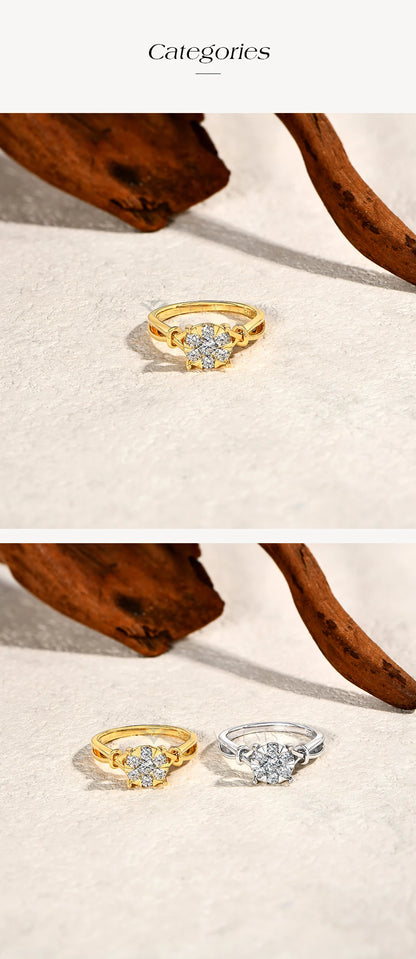 ATTAGEMS Classical  0.2ct Moissanite Ring For Women Flower Cluster Design D VVS1 925 Sterling Silver Wedding Rings Fine Jewelry