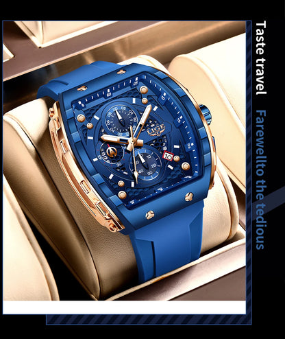 LIGE Top Brand Luxury Square Quartz Watches for Men Fashion Casual Sport 50M Waterproof Man Watch Auto Date Military Chronograph