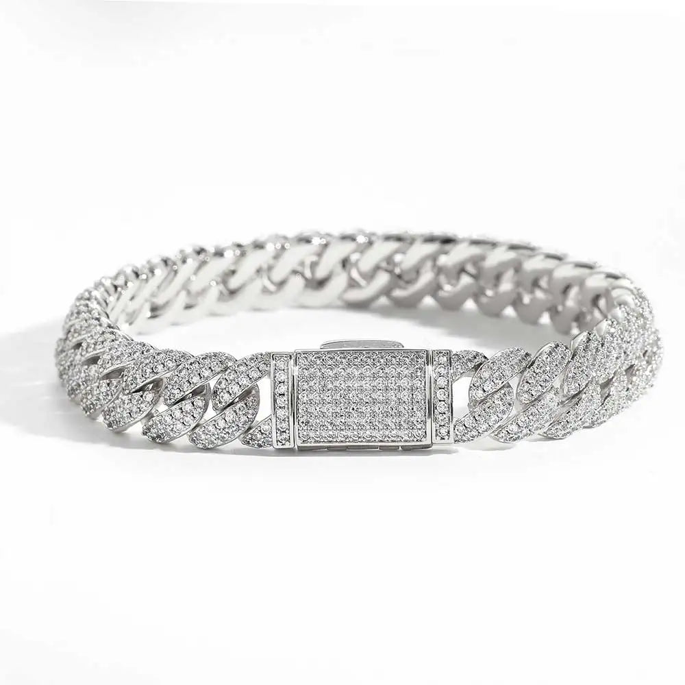 10mm Hip Hop Cubic Zircon CZ Iced Out Bubbles Cuban Link Chain Necklace For Women Jewelry Birthday Gift