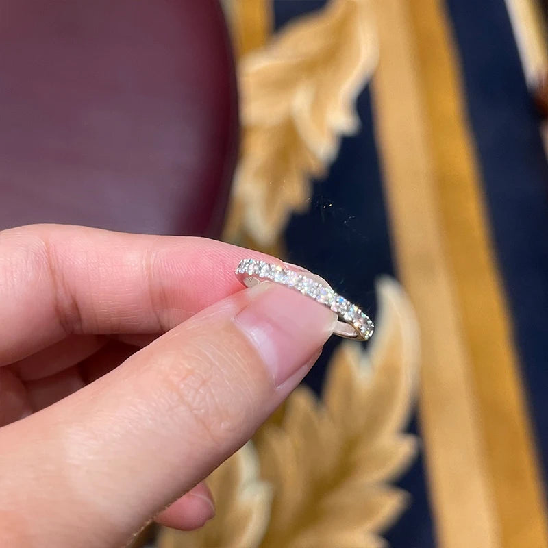 ANZIW 2 Carat All Moissanite Ring Bridal Sets Silver 925 Solitaire Engagement Wedding Rings & Stackable Eternity Bands for Women