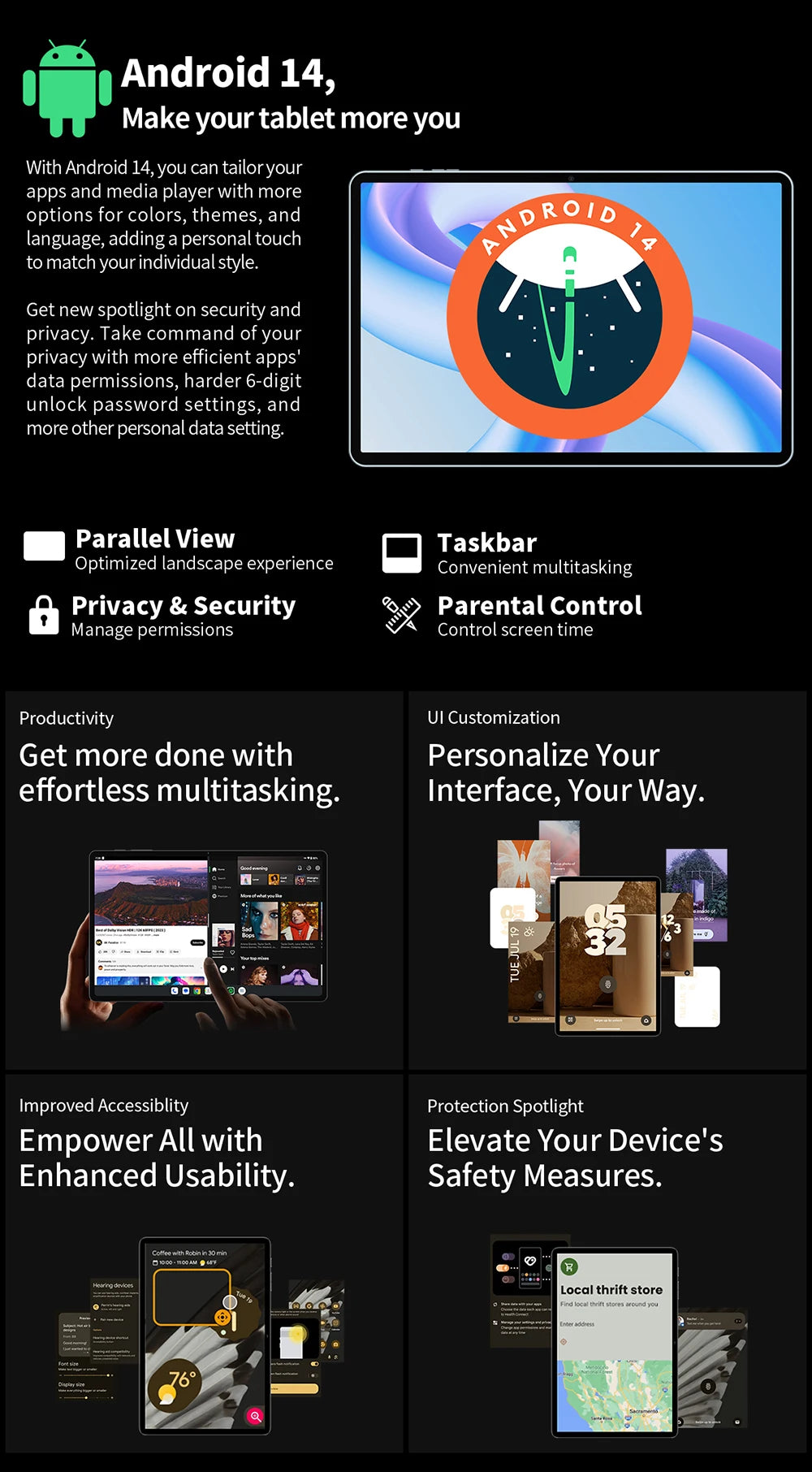 Teclast T60 Plus 12" Tablet 90Hz 2K Display Android 14 Max 16GB RAM 128GB ROM MTK G88 Octa-Core 8000mAh Widevine L1 4G LTE GPS
