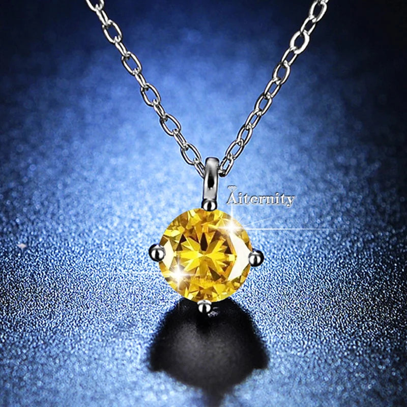 100% Real D Color 1 Carat Moissanite Pendant Necklace GRA Certificate for Women Wedding Bridal S925 Sterling Silver Fine Jewelry