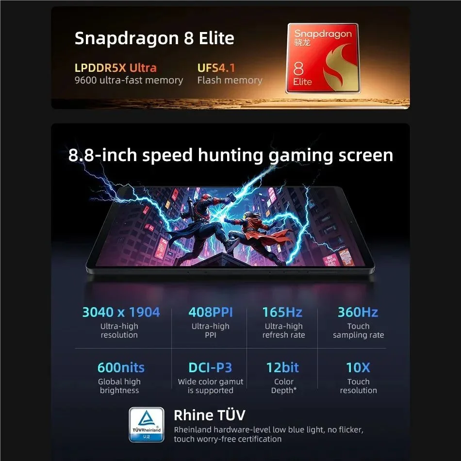 Lenovo Legion Y700 2025 Gaming Tablet – 8.8" 165Hz, Snapdragon 8 Elite, 7600mAh