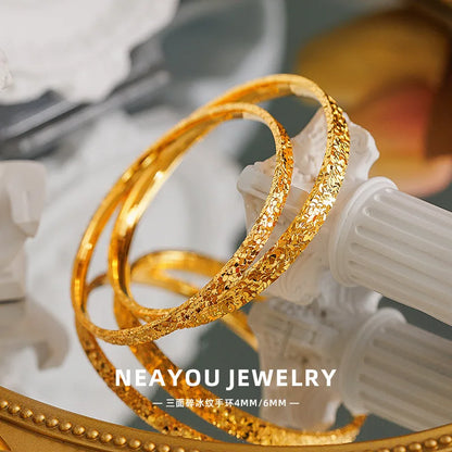 Luxury 24K 9999 Pure Gold Three-sided Ice Bracelet Bracelet Ice Bracelet