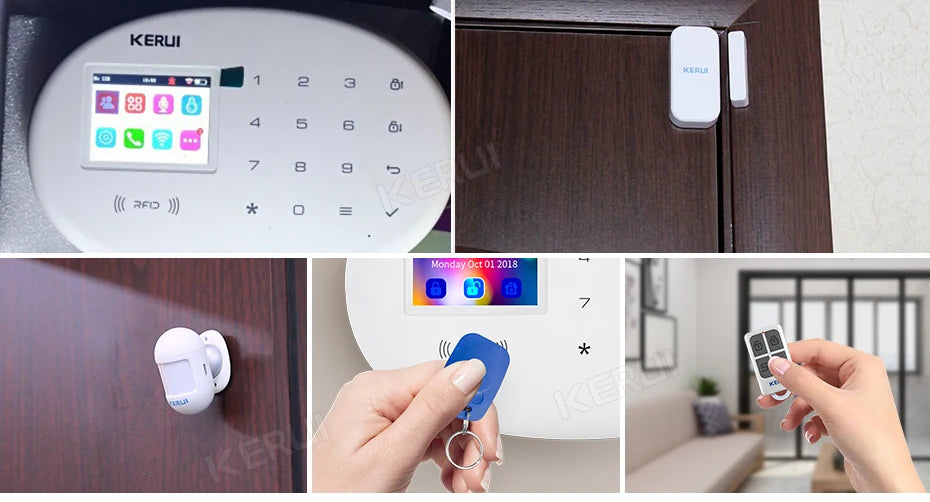 KERUI W202 Home Security Alarms WIFI GSM Alarm System Kit Tuya Smart Remote Control with Motion Detector Door Sensor for House