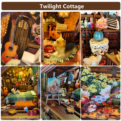 DIY Book Nook Kit Thanksgiving 3D Wooden Puzzle Home Decoration For Bookshelf Miniature Insert Magic Book House Stand Bookshelf