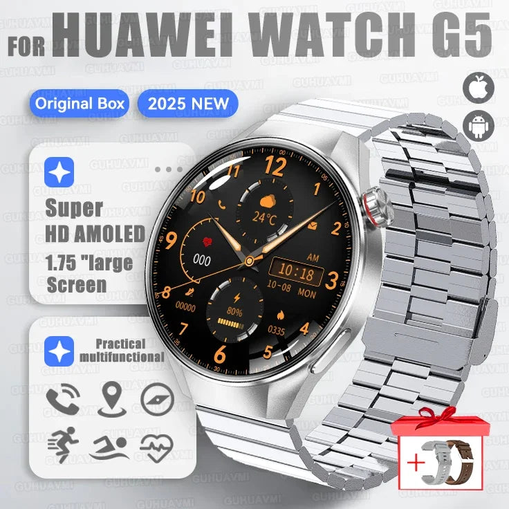 2025 New For HUAWEI Watch G5 PlUS Smart Watch Men 1.75" HD AMOLED Screen GPS track Heart Rate Bluetooth Call Compass SmartWatch