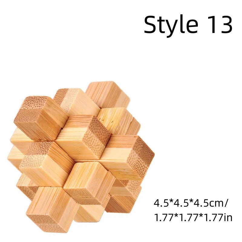 Wooden Kong Ming Lu Ban Lock – 3D IQ Brain Teaser Montessori Puzzle Toy for Kids & Adults