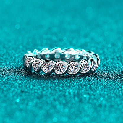 New GRA 3mm Full Moisssanite Eternity Bands Sparkling Bride Wedding Women Rings 100% Pure 925 Silver Lab Diamond Jewelry