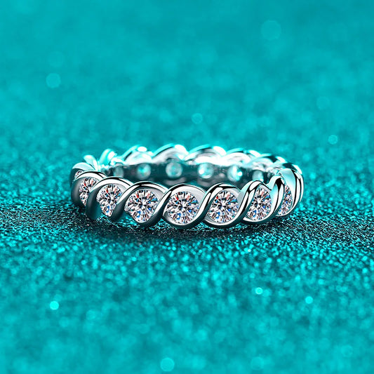 New GRA 3mm Full Moisssanite Eternity Bands Sparkling Bride Wedding Women Rings 100% Pure 925 Silver Lab Diamond Jewelry