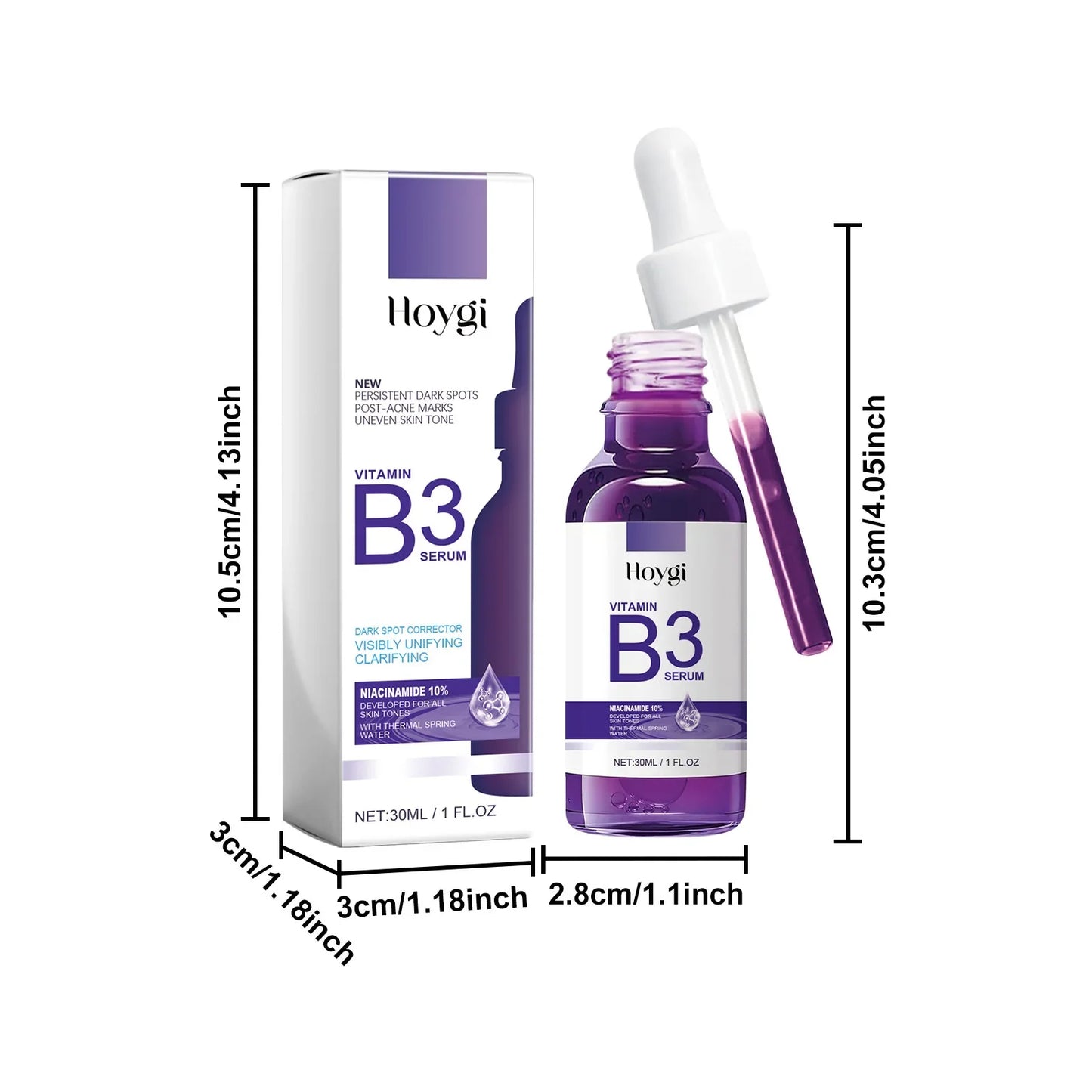 Hoygi Niacinamide Facial Serum Vitamin B3 Wrinkles Pigment Dark Spot Removal Correcting Glow Serum Face Whitening Moisturizer