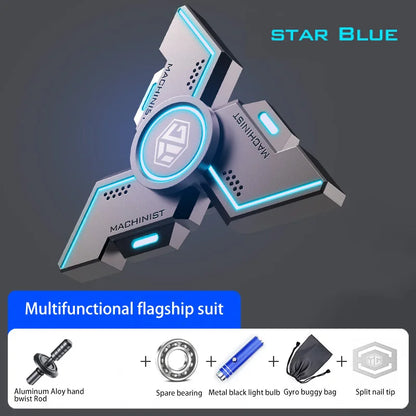 New Technology Smart Black Technology Fidget Spinner Metal Alloy Gyro Luminous Hand Stress Relief Toy Boy Adults Birtday Gifts