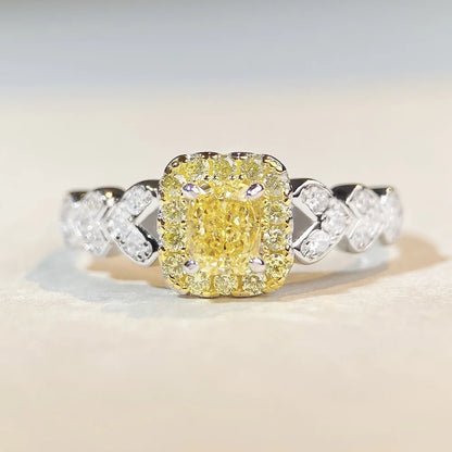 Luxury Solid Platinum PT950 Women's pink diamond ring fashion all-match moissanite diamond ring