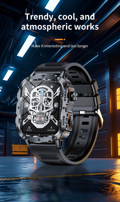 LIGE 2025 Rugged Military Smart Watch Men Outdoor Watches lP68 Waterproof 1.95" Al Voice BT Call Man Smartwatch For Android IOS