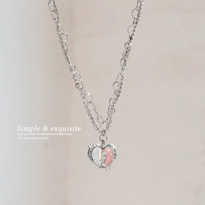 Sweet Kpop Colored Zircon Square Rhinestone Pendant Necklace For Women Y2K Korean Fashion Hoop Metal Choker Collar Jewelry Gift